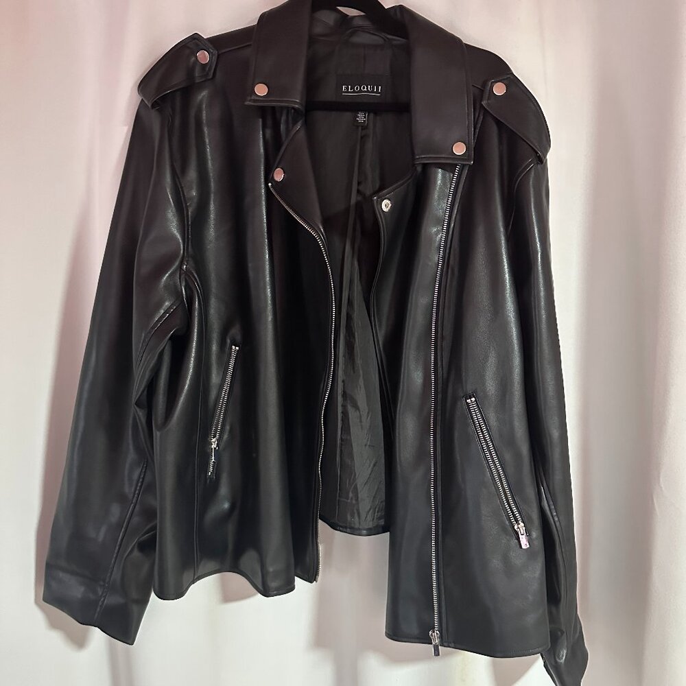 Eloquii Faux Leather Moto Jacket Plus Size 22/24
